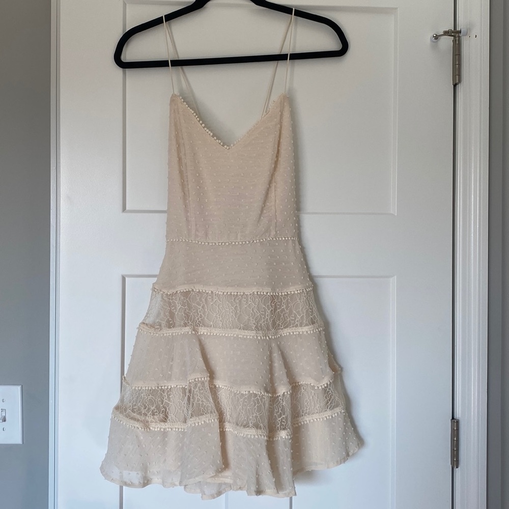Cream white ruffle dress